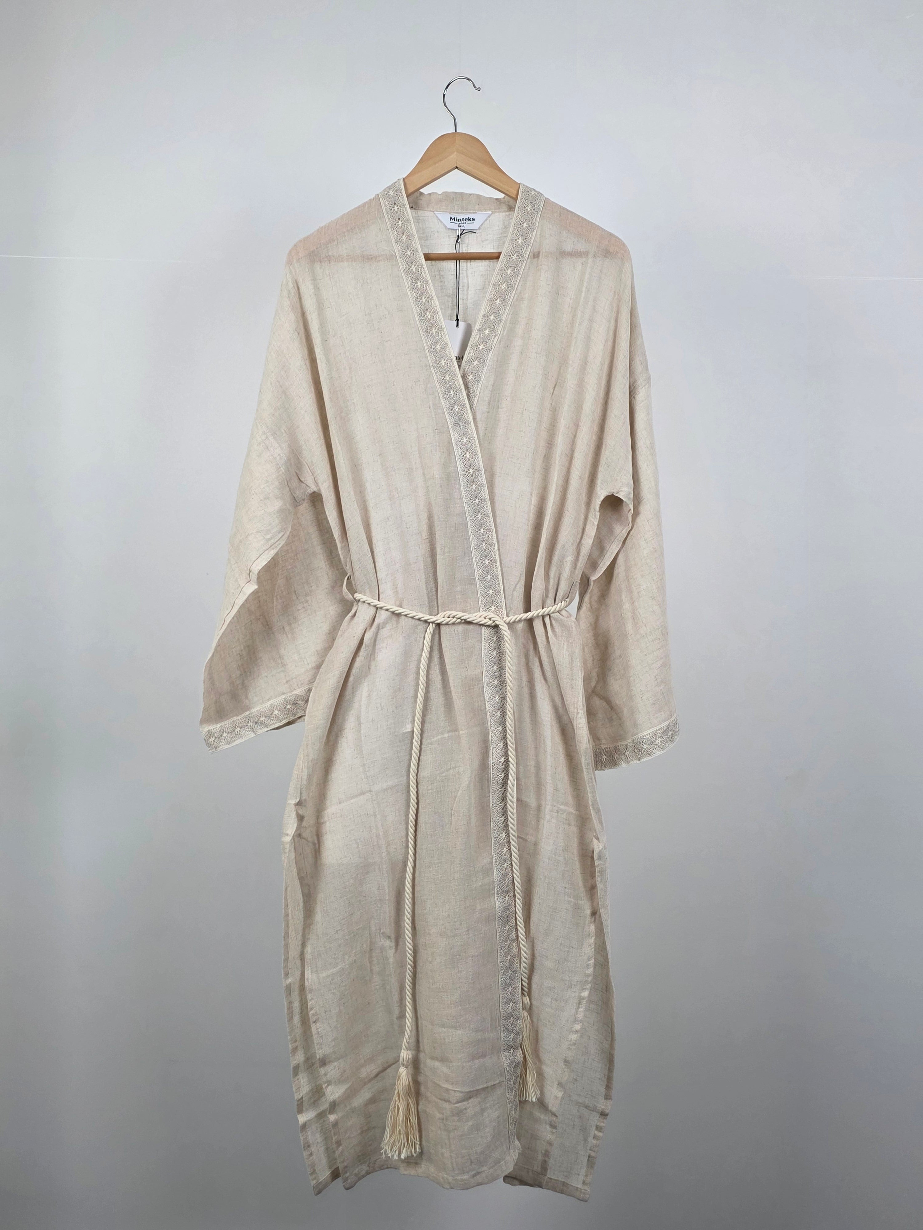 Robe de chambre femme Lace Trim - Natural