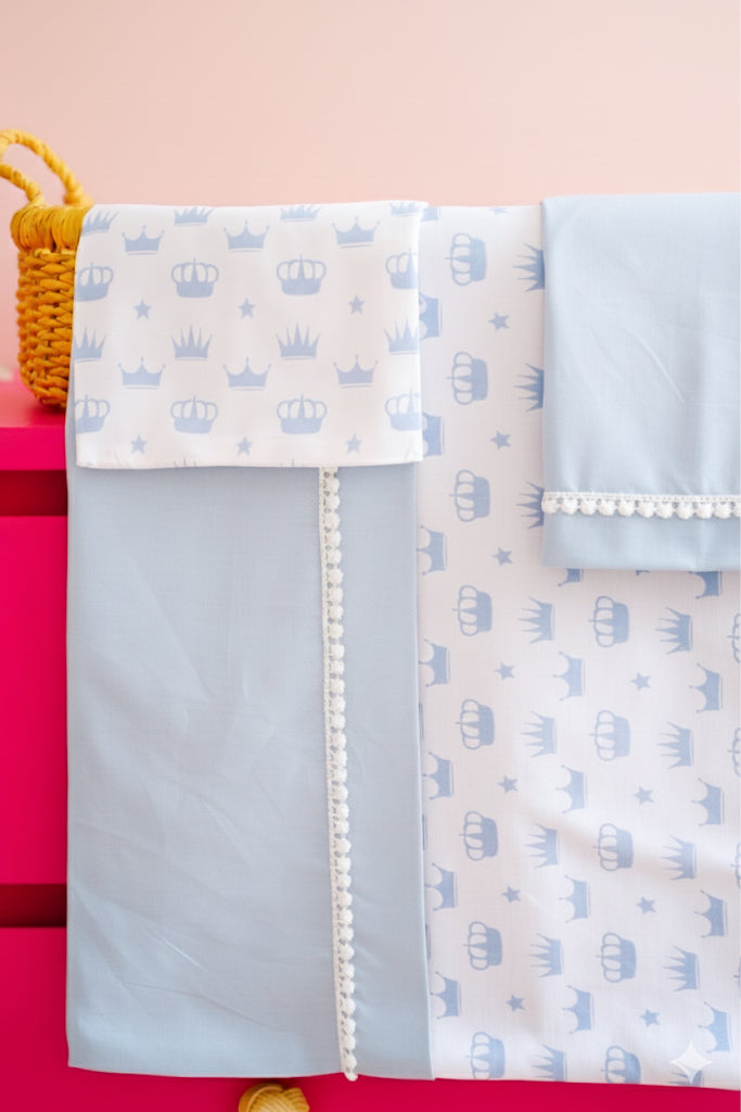 Coffret Housse de Couette Bébé Crown - Grey