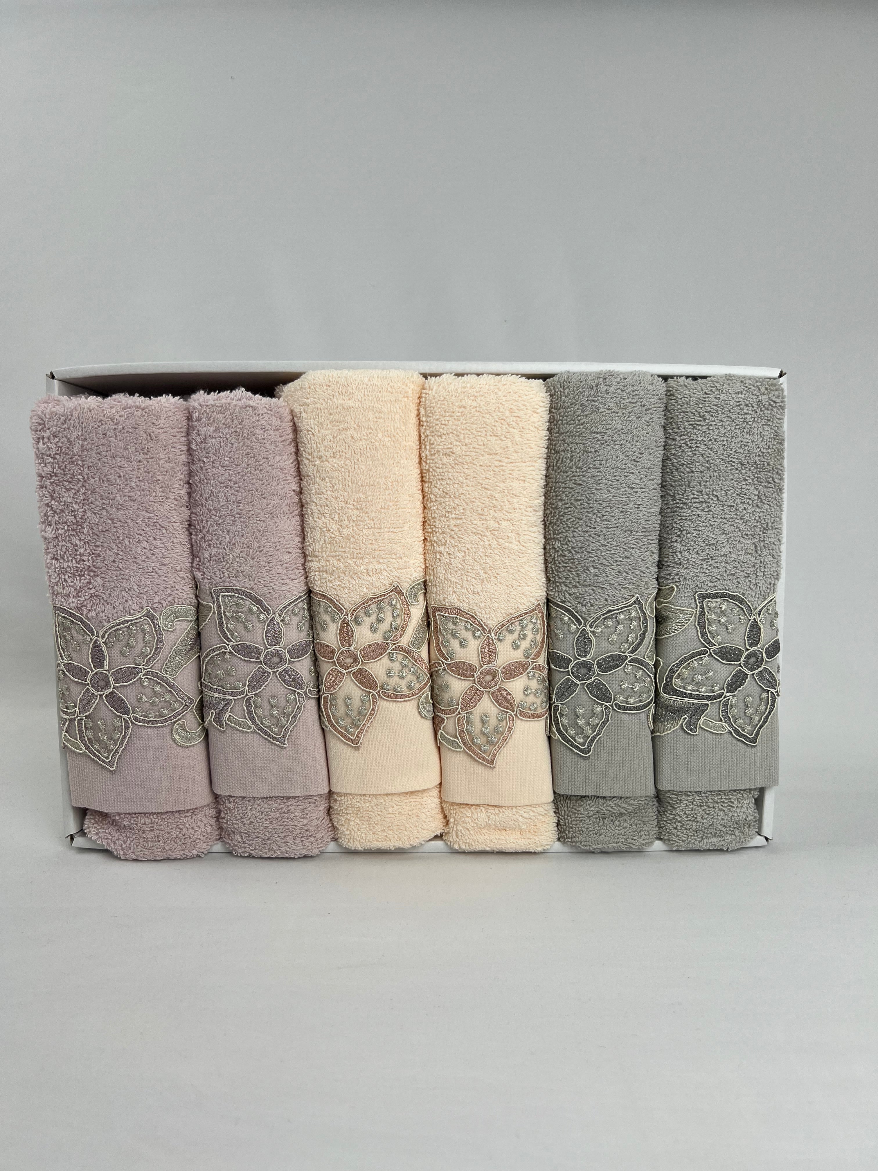 Lot de 6 serviettes d’invités - Romantic