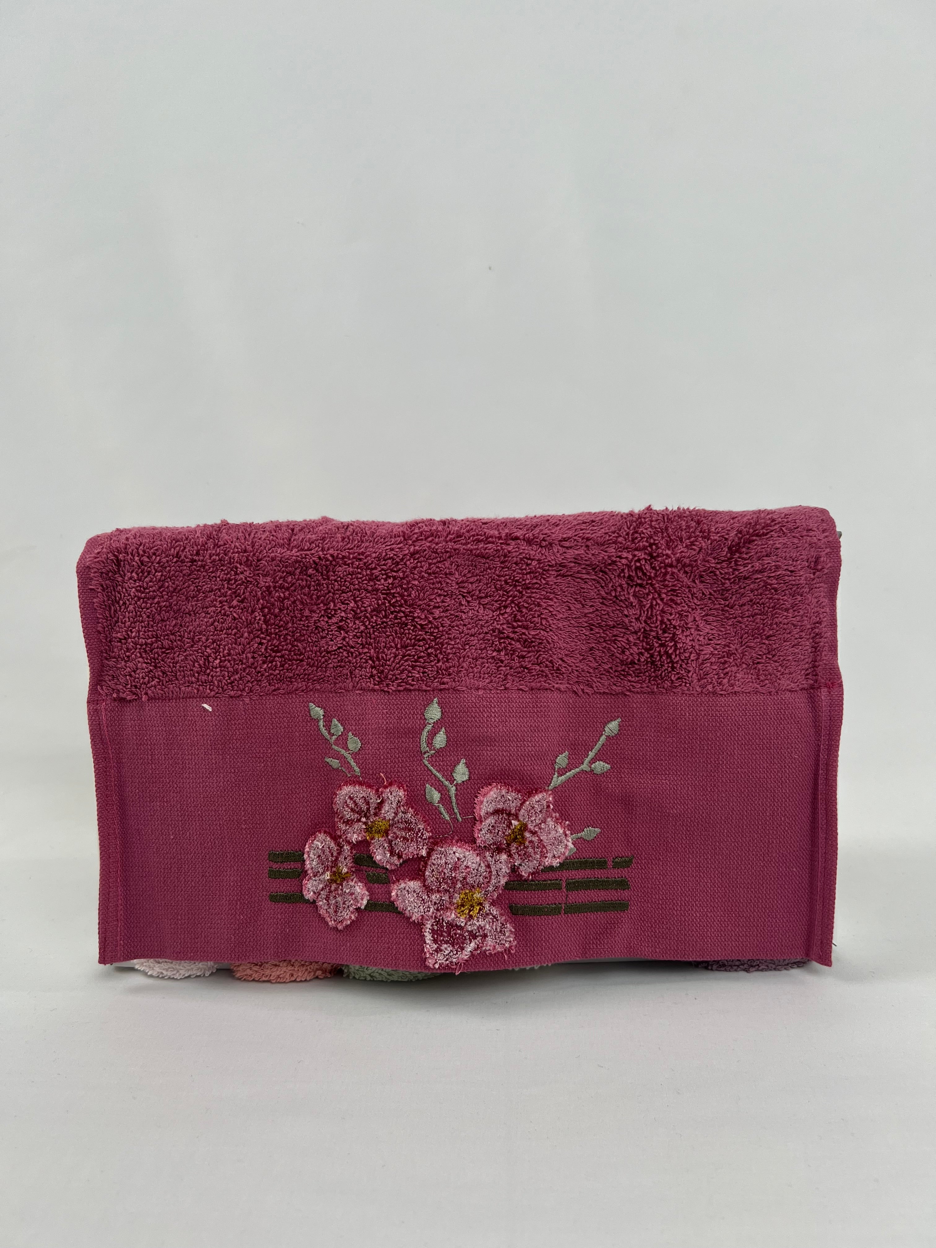 Lot de 6 essuie mains brodées en relief - Ece