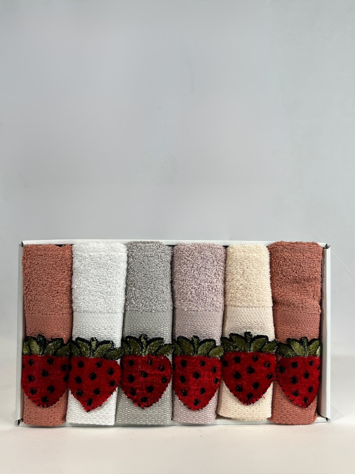 Lot de 6 essuie mains brodées en relief - Ece