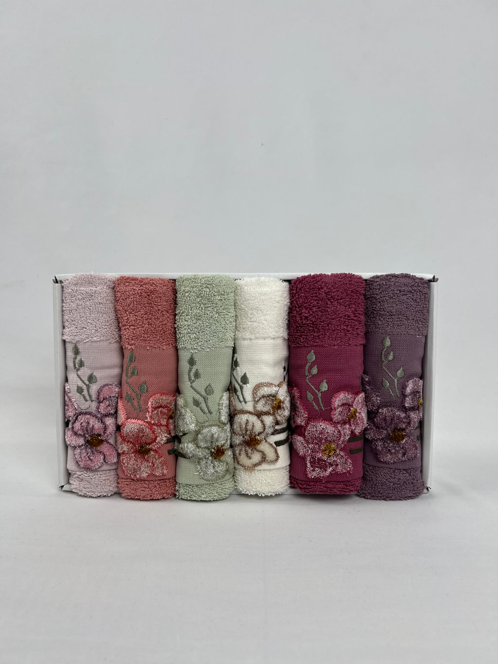 Lot de 6 essuie mains brodées en relief - Ece