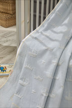 Couverture en Bambou Crown Réversible Bébé - Blue