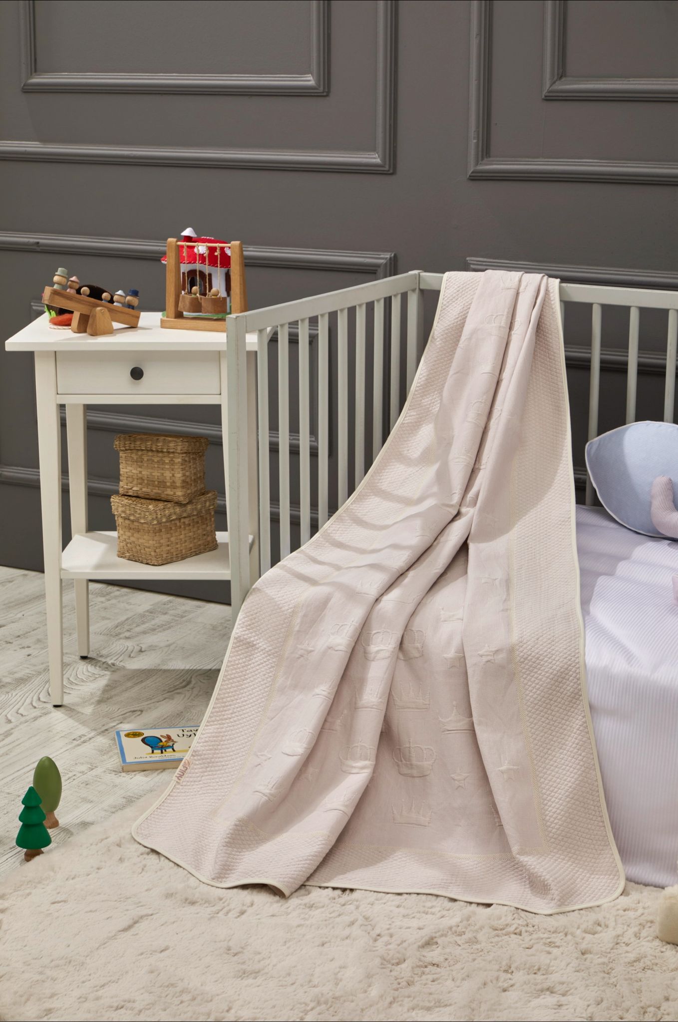 Couverture en Bambou Crown Réversible Bébé - Pink