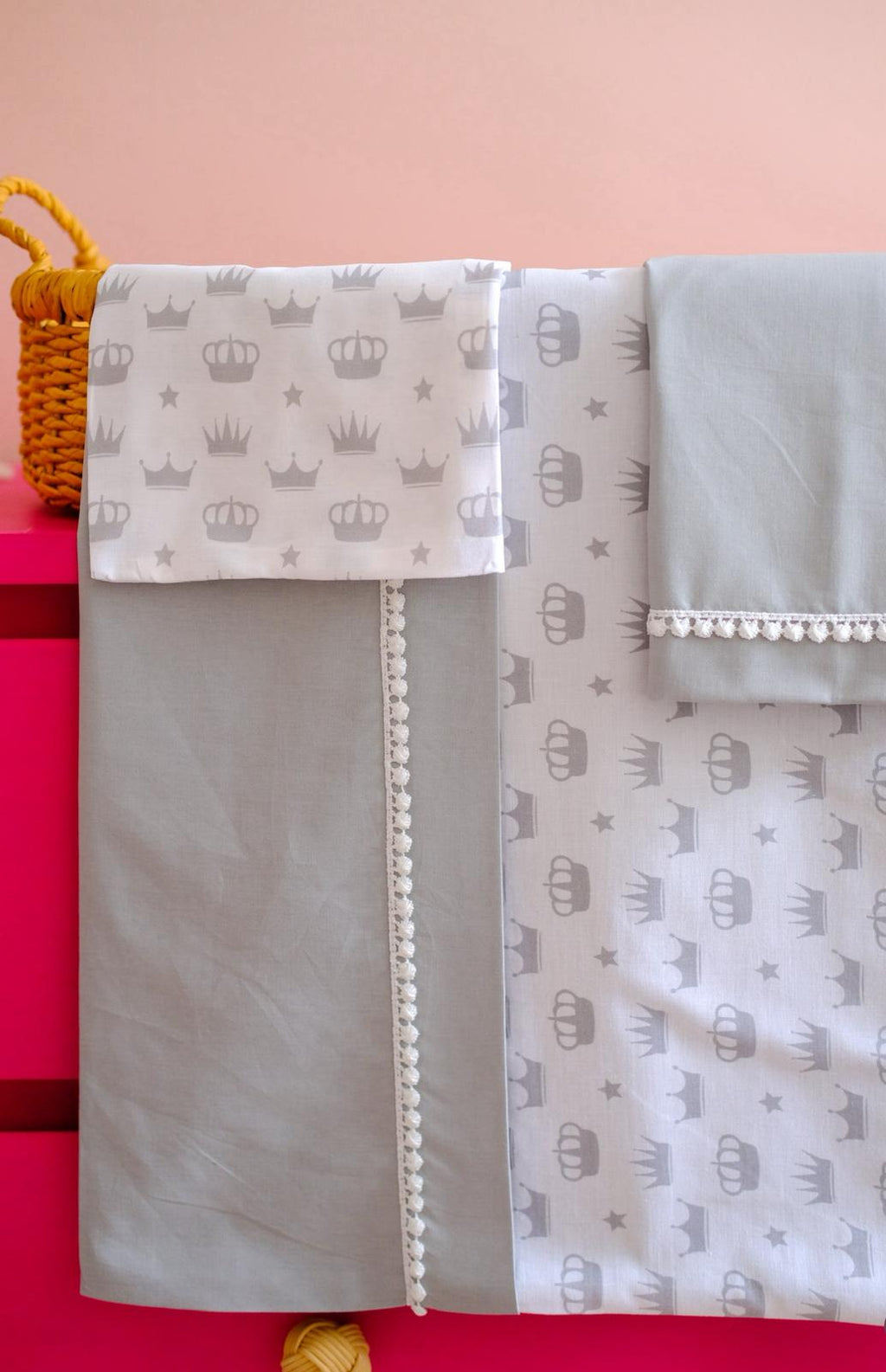 Coffret Housse de Couette Bébé Crown - Grey