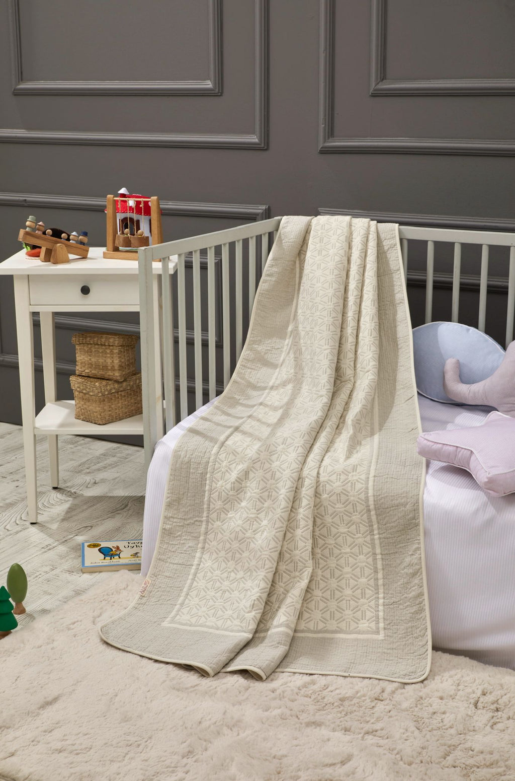 Couverture en Bambou Honeycomb Réversible Bébé - Grey