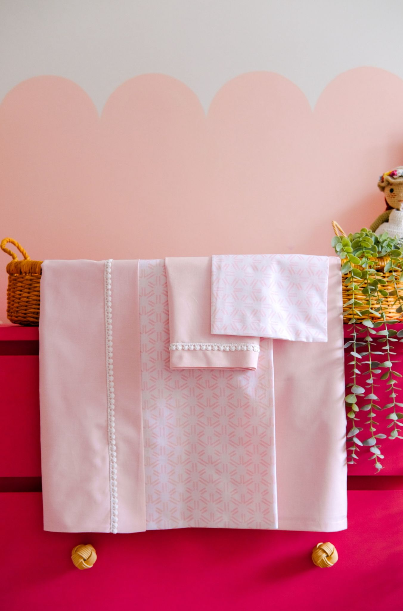 Coffret Housse de Couette Bébé Honeycomb - Pink