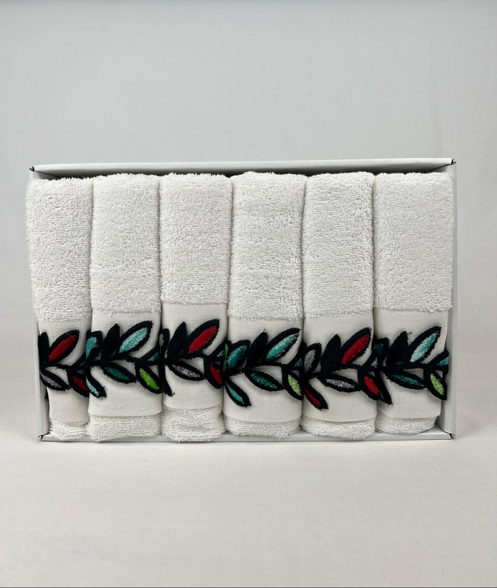 Lot de 6 serviettes d’invités brodées en relief - Ece