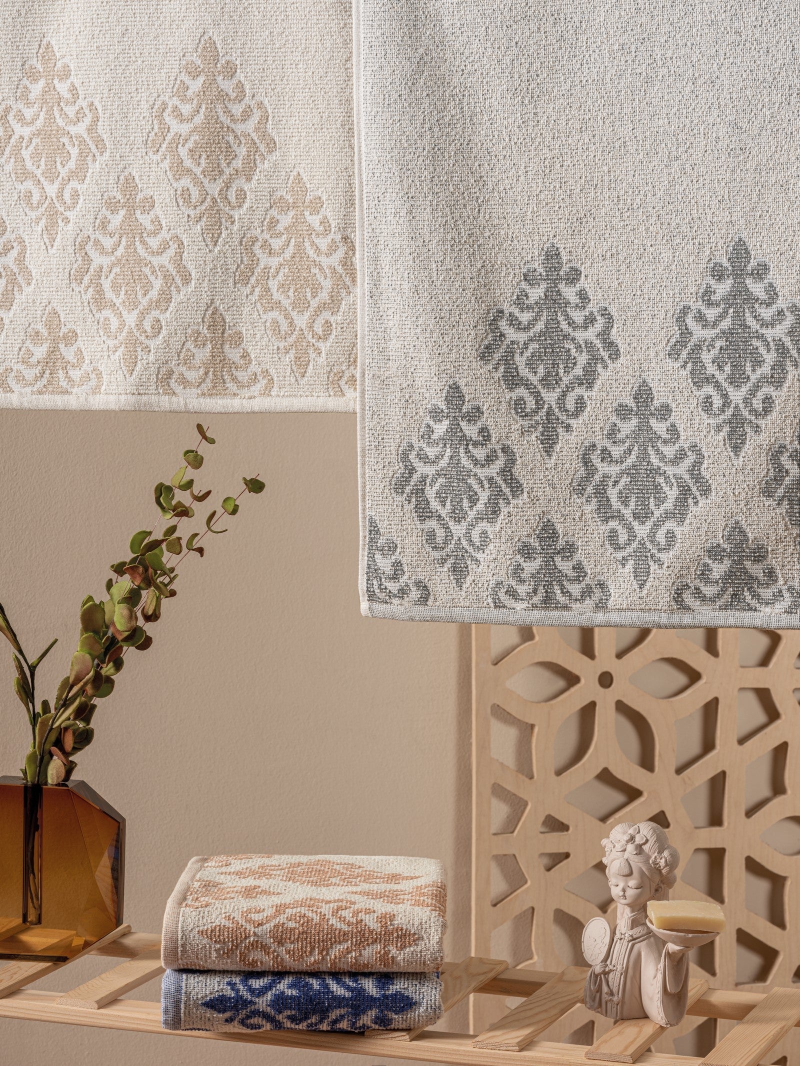 Lot de 4 Serviettes de Toilette Scandinaves Jacquard - Bertel