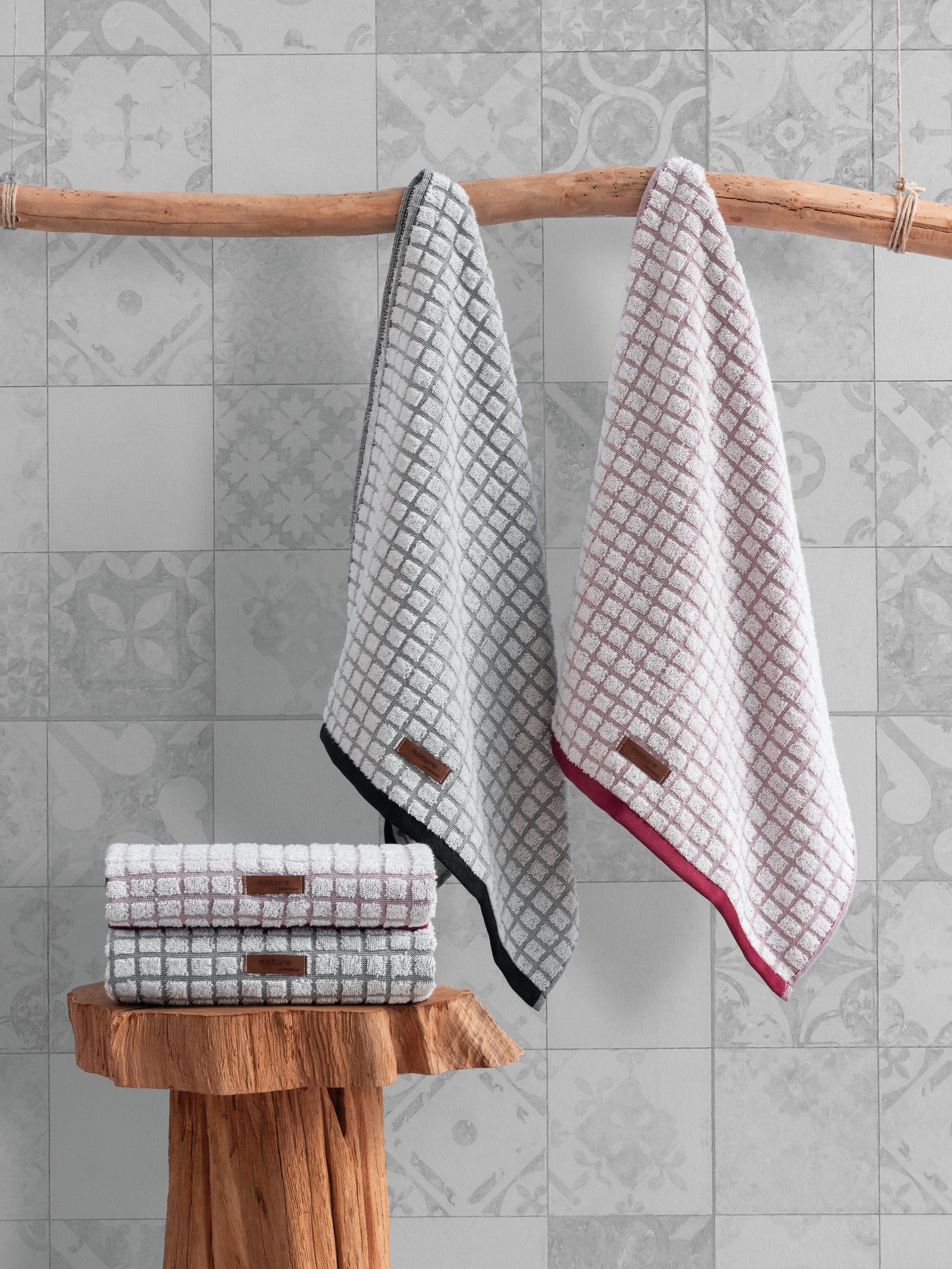 Lot de 4 Serviettes de Toilette Jacquard - Nature