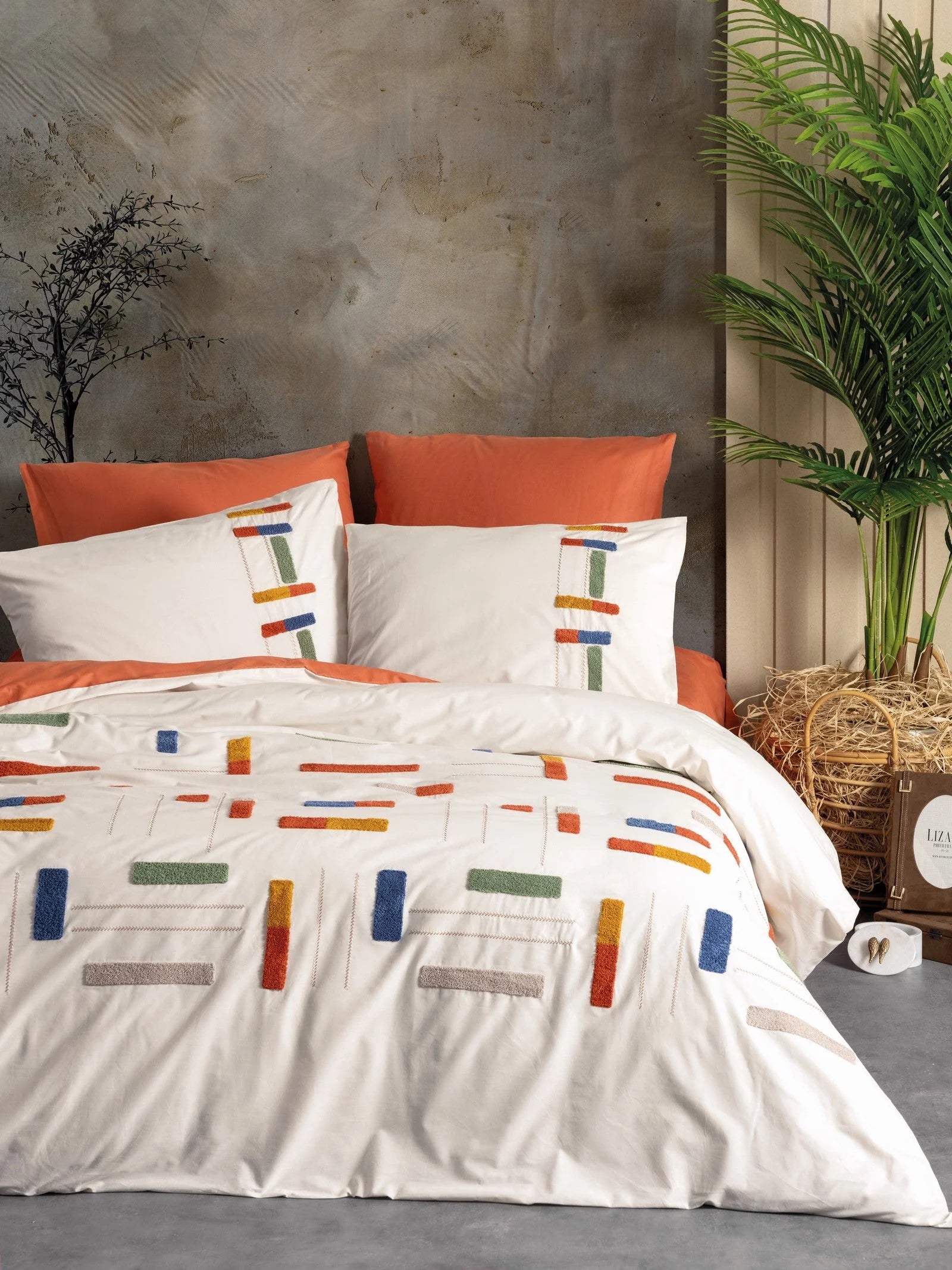 Linge de Lit Brodée Puff 2 personnes - Katy