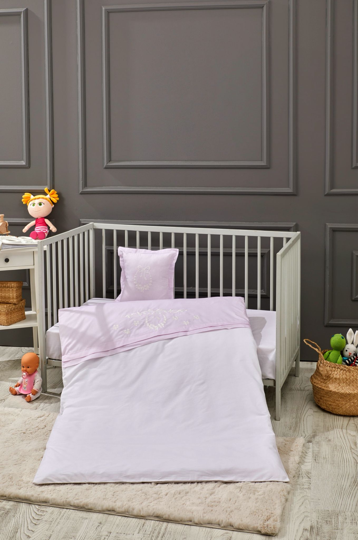 Coffret Housse de Couette Bébé Laurel Bow - Pink