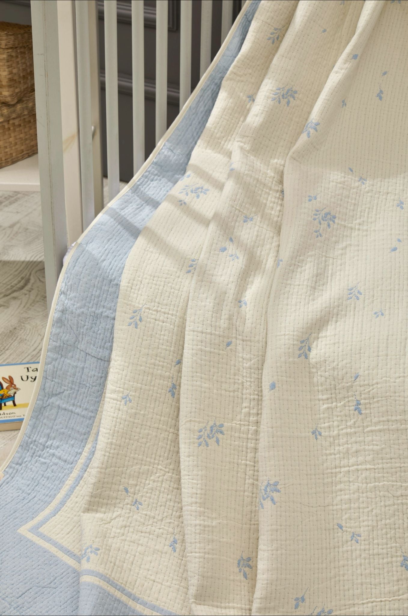 Couverture en Bambou Petal Réversible Bébé - Blue