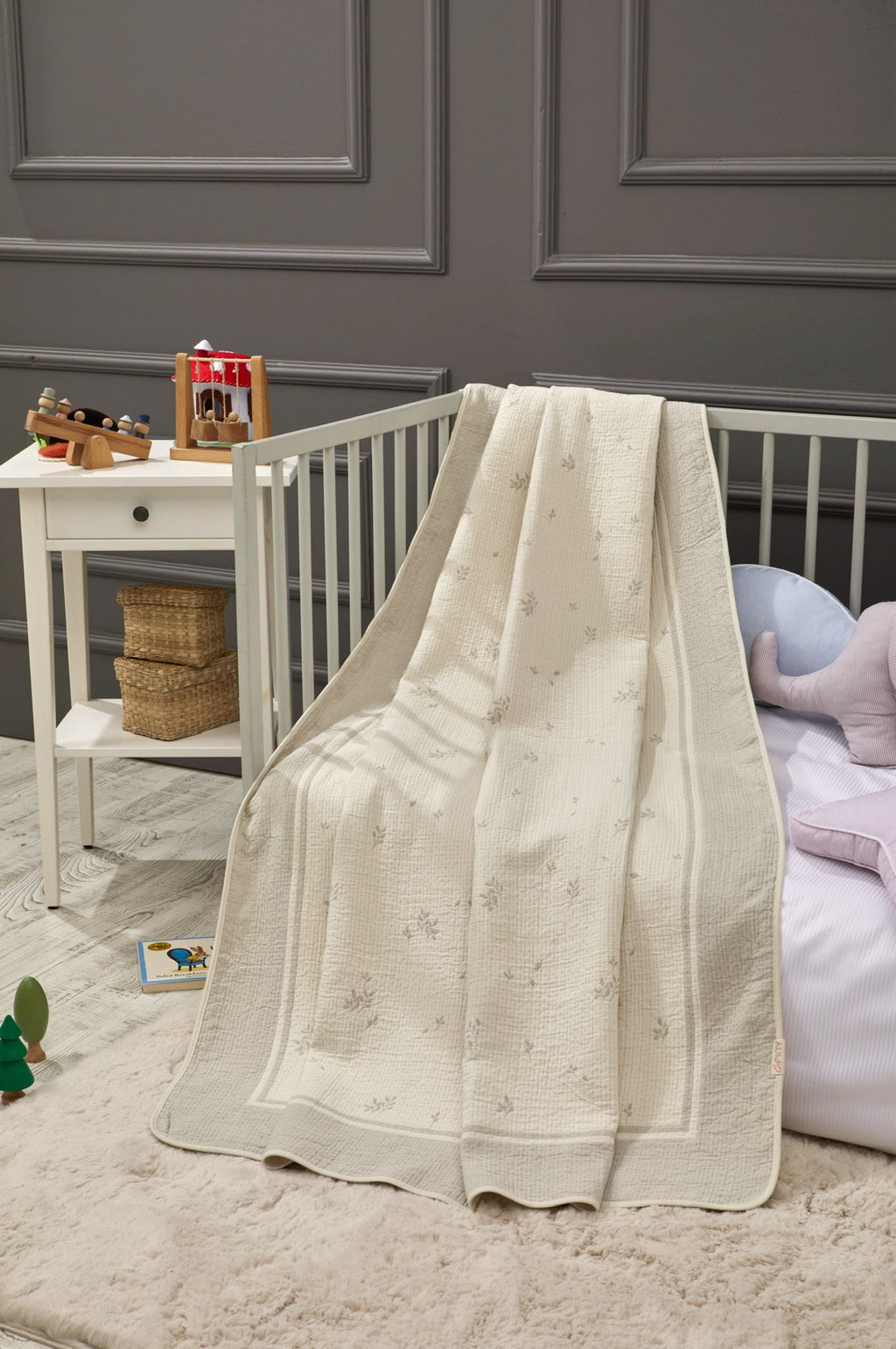 Couverture en Bambou Petal Réversible Bébé - Grey