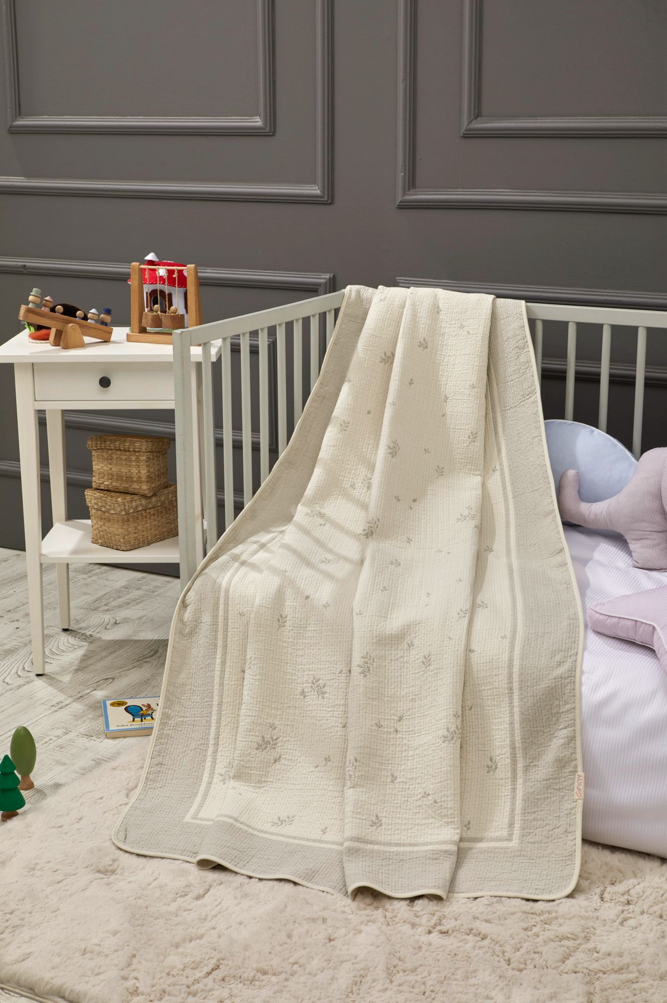 Couverture en Bambou Petal Réversible Bébé - Grey