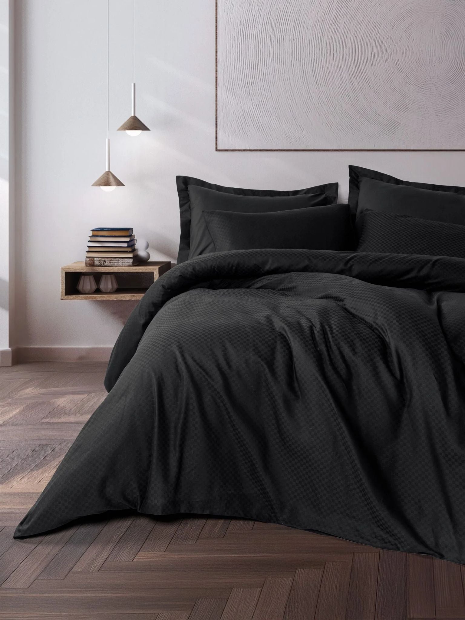 Linge de Lit 2 personnes Plaid - Noir