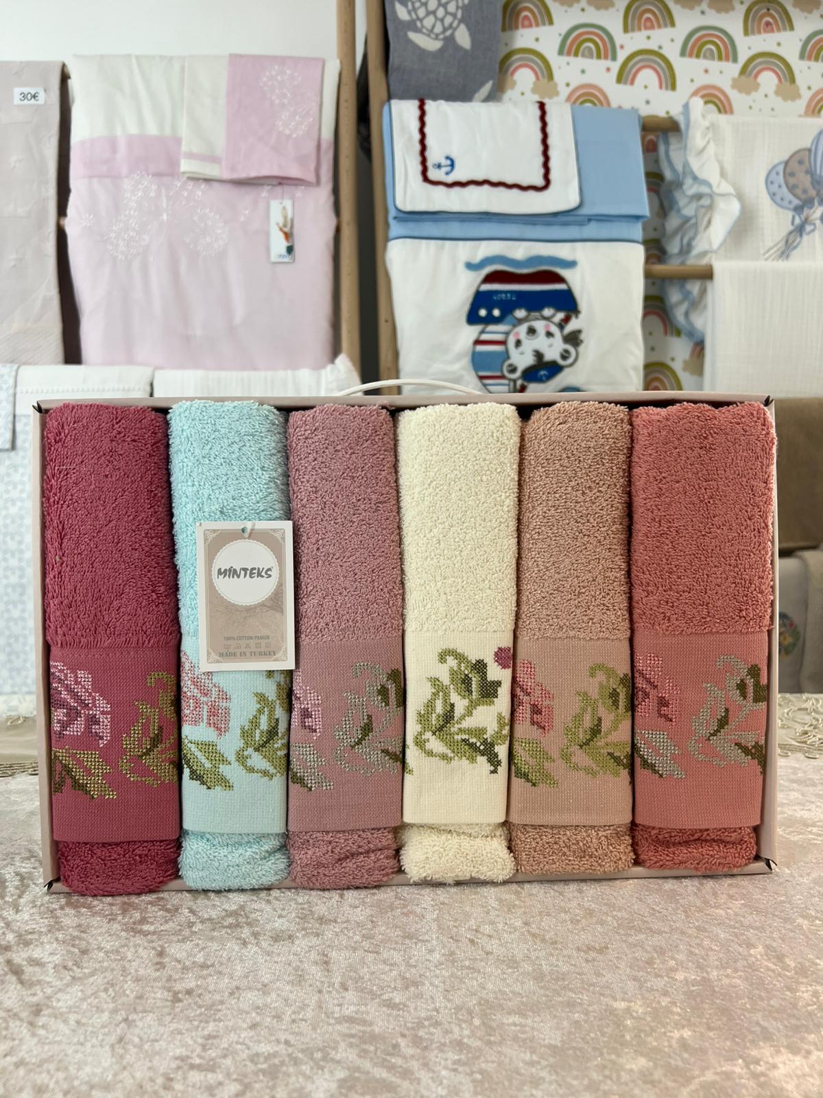 Lot de 6 serviettes d’invités Brodées - Ilmira