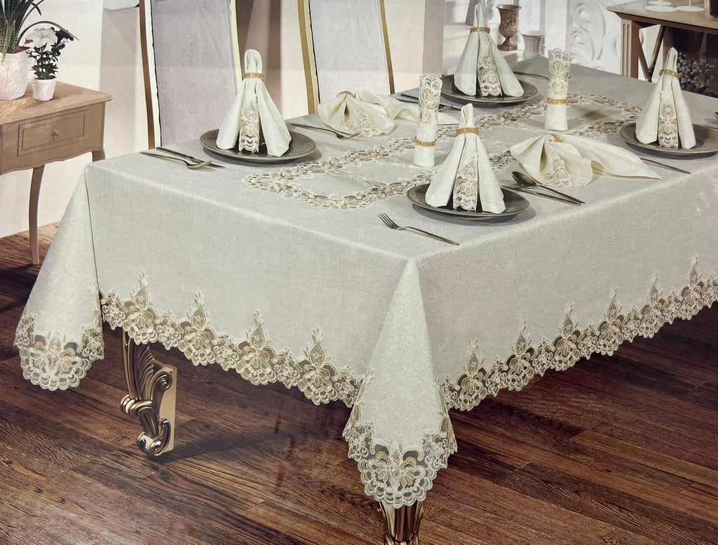 Ensemble Nappe et Serviettes de Table Cennet - Beige