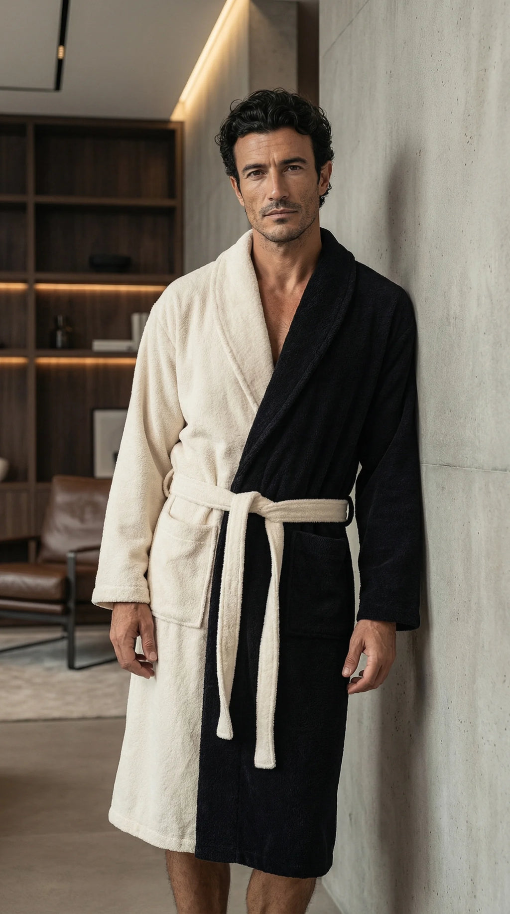 Ensemble de bain 3 pièces avec peignoir Homme - Natural